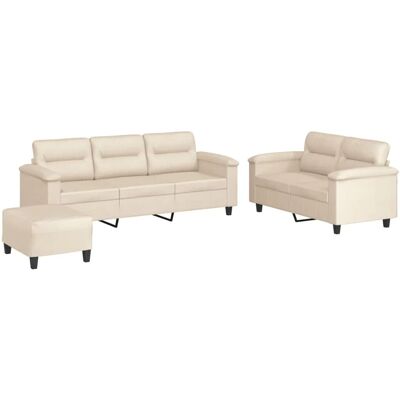 VIDAXL Beiges Mikrofaser 3-Sitzer Sofasatz - Wohnzimmermöbel VIDAXL Beiges Mikrofaser 3-Sitzer Sofasatz - Wohnzimmermöbel