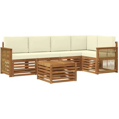 vidaXL Ecksofa Set mit Kissen 5 Stk Natur und Creme 3384386 vidaXL Ecksofa Set mit Kissen 5 Stk Natur und Creme 3384386