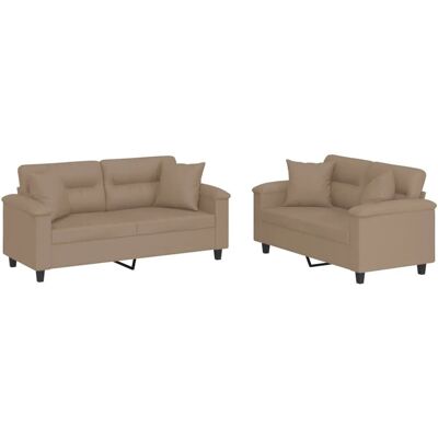 vidaXL 2-teiliges Sofa-Set Cappuccino Kunstleder - Sofa Set vidaXL 2-teiliges Sofa-Set Cappuccino Kunstleder - Sofa Set