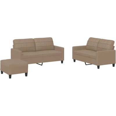 vidaXL 3-Tlg Sofagarnitur mit Kissen Cappuccino-Braun Kunstleder 3201367 vidaXL 3-Tlg Sofagarnitur mit Kissen Cappuccino-Braun Kunstleder 3201367