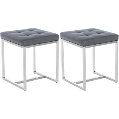 DELUKE 2er Set Sitzhocker VELAN Kunstleder Grau 40x40x48cm Hocker Schlafzimmer Polsterhocker Wohnzimmer Sitzbank Esszimmer DELUKE 2er Set Sitzhocker VELAN Kunstleder Grau 40x40x48cm Hocker Schlafzimmer Polsterhocker Wohnzimmer Sitzbank Esszimmer