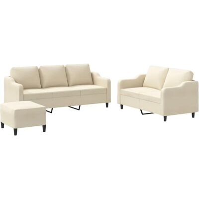 vidaXL 3-Tlg Sofagarnitur mit Kissen Creme Stoff 3201844 vidaXL 3-Tlg Sofagarnitur mit Kissen Creme Stoff 3201844