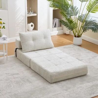 PXloue Klappbares Schlafsofa 79x79 cm mit Kissen für Schlafzimmerg Beige PXloue Klappbares Schlafsofa 79x79 cm mit Kissen für Schlafzimmerg Beige