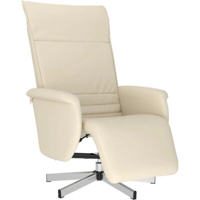 vidaXL Relaxsessel mit Fußteil Creme Kunstleder 356641 vidaXL Relaxsessel mit Fußteil Creme Kunstleder 356641