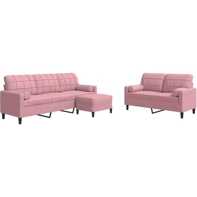 vidaXL Rosa Samt 3-Teilers Sofagruppe vidaXL Rosa Samt 3-Teilers Sofagruppe