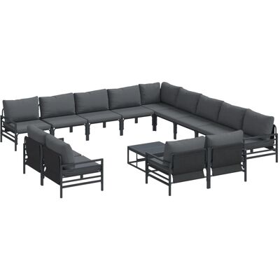 vidaXL Garten-Sofa-Set 14-Tlg Anthrazit Stahl 3379039 vidaXL Garten-Sofa-Set 14-Tlg Anthrazit Stahl 3379039