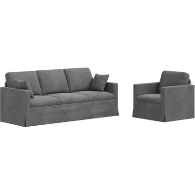vidaXL Sofa 2-Tlg Dunkelgrau 198 x 78 x 80 cm Samt 3407596 vidaXL Sofa 2-Tlg Dunkelgrau 198 x 78 x 80 cm Samt 3407596