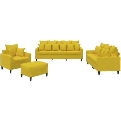 vidaXL Sofa-Set mit Kissen - Samtgelb - Sofatyp vidaXL Sofa-Set mit Kissen - Samtgelb - Sofatyp