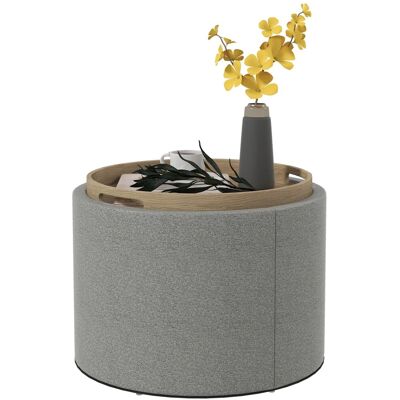 HOMCOM Ottomane Rund mit Stauraum Klappdeckel in Leinenoptik Grau Ø56 x 42 cm HOMCOM Ottomane Rund mit Stauraum Klappdeckel in Leinenoptik Grau Ø56 x 42 cm
