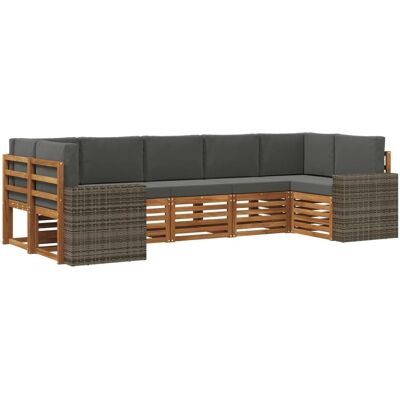 vidaXL Ecksofa Set mit Kissen 7 Stk Natur und Anthrazit Polyester 3384818 vidaXL Ecksofa Set mit Kissen 7 Stk Natur und Anthrazit Polyester 3384818