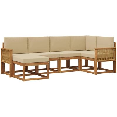 vidaXL Outdoor-Sofagarnitur mit Kissen 6 Stk Natur und Beige Polyester 3385359 vidaXL Outdoor-Sofagarnitur mit Kissen 6 Stk Natur und Beige Polyester 3385359