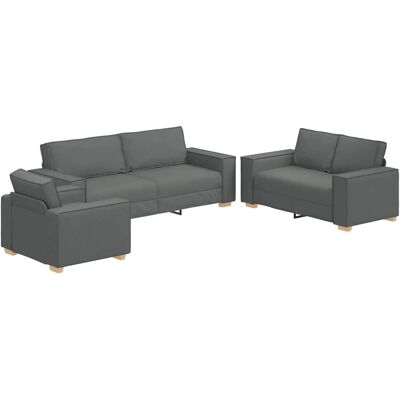 vidaXL Sofa-Set 3-Tlg Dunkelgrau Leinenmischgewebe 3324610 vidaXL Sofa-Set 3-Tlg Dunkelgrau Leinenmischgewebe 3324610