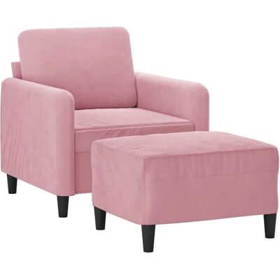 vidaXL Sessel mit Hocker - Komfortabler Pink Samt Relaxsessel vidaXL Sessel mit Hocker - Komfortabler Pink Samt Relaxsessel