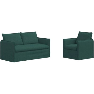 vidaXL Sofa 2-Tlg Dunkelgrün 196 x 82 x 85 cm Stoff 3407570 vidaXL Sofa 2-Tlg Dunkelgrün 196 x 82 x 85 cm Stoff 3407570