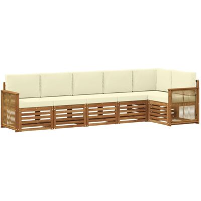 vidaXL Ecksofa Set mit Kissen 5 Stk Natur und Creme 3384416 vidaXL Ecksofa Set mit Kissen 5 Stk Natur und Creme 3384416
