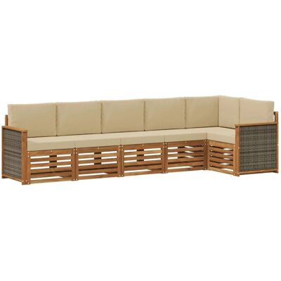 vidaXL Ecksofa Set 5 Stk Natur Massives Akazienholz und Polyester 3384409 vidaXL Ecksofa Set 5 Stk Natur Massives Akazienholz und Polyester 3384409