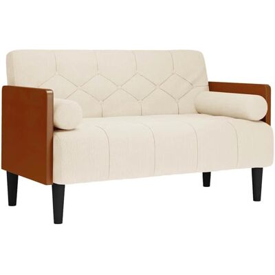 vidaXL Zweisitzer-Sofa mit Nackenrollen 110 cm Leinen 4100606 vidaXL Zweisitzer-Sofa mit Nackenrollen 110 cm Leinen 4100606
