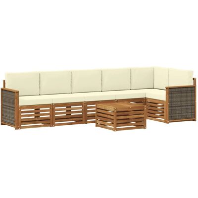 vidaXL Ecksofa Set mit Kissen 6 Stk Natur und Creme 3384436 vidaXL Ecksofa Set mit Kissen 6 Stk Natur und Creme 3384436