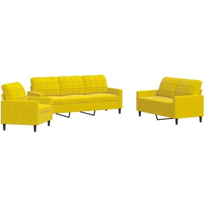 Vidaxl - 3-teiliges Sofa-Set aus Samtstoff gelb - Sofa-Set Vidaxl - 3-teiliges Sofa-Set aus Samtstoff gelb - Sofa-Set