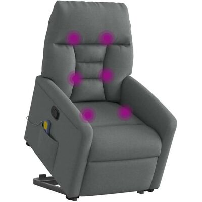 vidaXL Massagesessel mit Aufstehhilfe Dunkelgrau Stoff 3303043 vidaXL Massagesessel mit Aufstehhilfe Dunkelgrau Stoff 3303043