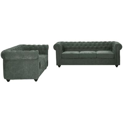 Vente-unique Couchgarnitur Chesterfield Grün 165 cm 205 cm Vente-unique Couchgarnitur Chesterfield Grün 165 cm 205 cm