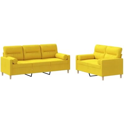 vidaXL Hellgelbes 2-3-Sitzer Sofaset - Wohnzimmermöbel vidaXL Hellgelbes 2-3-Sitzer Sofaset - Wohnzimmermöbel
