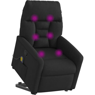 vidaXL Massagesessel mit Aufstehhilfe Schwarz Stoff 3303044 vidaXL Massagesessel mit Aufstehhilfe Schwarz Stoff 3303044