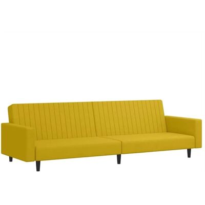 vidaXL Gelber Samt 2-Sitzer Schlafsofa - Schlafsofa vidaXL Gelber Samt 2-Sitzer Schlafsofa - Schlafsofa
