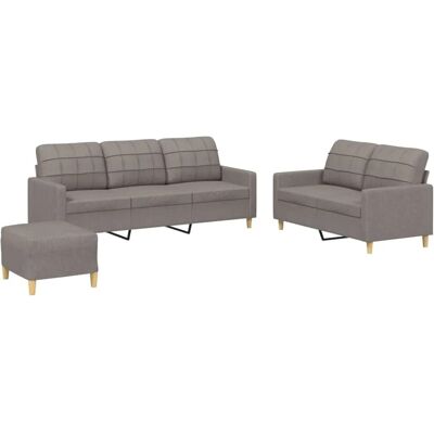 vidaXL 3-Tlg Sofagarnitur mit Kissen Taupe Stoff 3201321 vidaXL 3-Tlg Sofagarnitur mit Kissen Taupe Stoff 3201321