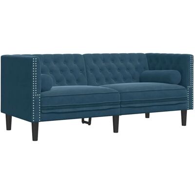 vidaXL Chesterfield-Sofa - Blau Samt 2-Sitzer vidaXL Chesterfield-Sofa - Blau Samt 2-Sitzer
