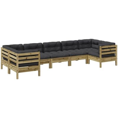 vidaXL 7-Tlg. Garten-Sofagarnitur Mit Kissen Kiefernholz - Gartenmöbel vidaXL 7-Tlg. Garten-Sofagarnitur Mit Kissen Kiefernholz - Gartenmöbel
