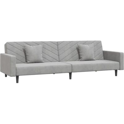 VIDAXL Hellgraues Samtsofa 2-Sitzer - Schlafsofa VIDAXL Hellgraues Samtsofa 2-Sitzer - Schlafsofa