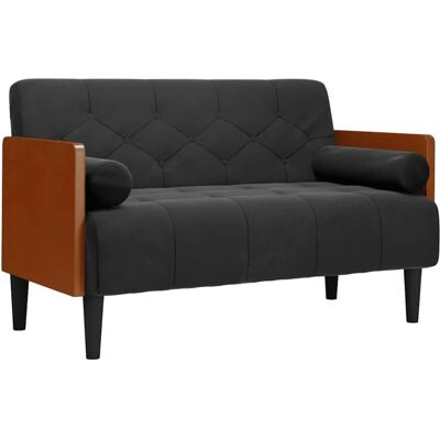 vidaXL Schwarzes Samt Zweisitzer-Sofa - Sofa vidaXL Schwarzes Samt Zweisitzer-Sofa - Sofa