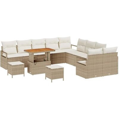 vidaXL Garten-Sofa-Set mit Kissen mit Speicher 13-Tlg Beige und Creme 3364536 vidaXL Garten-Sofa-Set mit Kissen mit Speicher 13-Tlg Beige und Creme 3364536