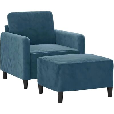 VIDAXL Blau Velours Sessel mit Fußstütze - Sessel mit Fußstütze VIDAXL Blau Velours Sessel mit Fußstütze - Sessel mit Fußstütze