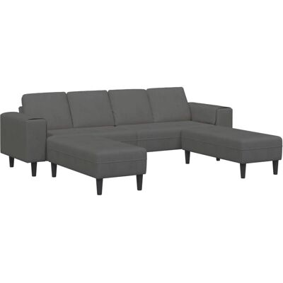 vidaXL Sofa mit Kissen Dunkelgrau 250 x 188 x 76 cm Cordstoff 3335132 vidaXL Sofa mit Kissen Dunkelgrau 250 x 188 x 76 cm Cordstoff 3335132