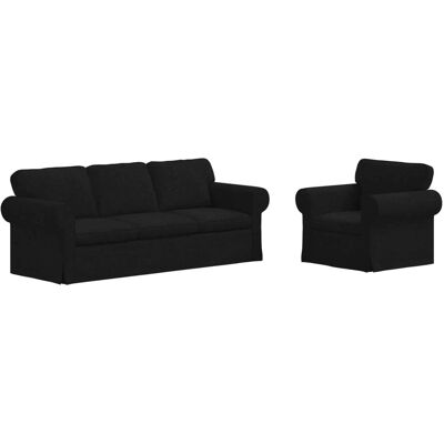 vidaXL Sofa 2-Tlg Schwarz 215 x 82 x 80 cm Stoff 3407576 vidaXL Sofa 2-Tlg Schwarz 215 x 82 x 80 cm Stoff 3407576