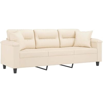 vidaXL Beigefarbener 3-Sitzer Mikrofaserstoff Sofa - Sofa vidaXL Beigefarbener 3-Sitzer Mikrofaserstoff Sofa - Sofa