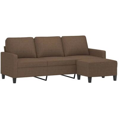 vidaXL 3-Sitziger brauner Stoffsofa mit Hocker - Sofa vidaXL 3-Sitziger brauner Stoffsofa mit Hocker - Sofa