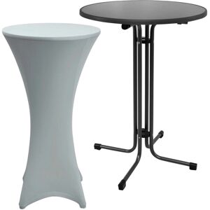 Beautissu Sylt Stehtisch Ø 70cm Grau mit Stella Stehtischhusse Ø 70cm Silber Beautissu Sylt Stehtisch Ø 70cm Grau mit Stella Stehtischhusse Ø 70cm Silber