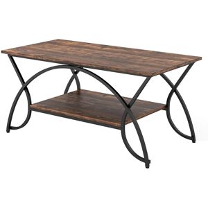 Costway Couchtisch Metallgestell Vintagebraun-Schwarz Costway Couchtisch Metallgestell Vintagebraun-Schwarz