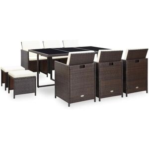 vidaXL 11-Tlg Garten-Essgruppe mit Auflagen Poly Rattan Braun 42527 vidaXL 11-Tlg Garten-Essgruppe mit Auflagen Poly Rattan Braun 42527