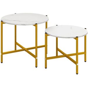 Costway 2er Set Couchtisch Rund Beistelltisch Sofatisch Set Weiß Costway 2er Set Couchtisch Rund Beistelltisch Sofatisch Set Weiß