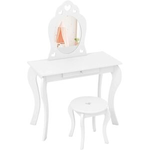 Costway Kinder Schminktisch mit Hocker - Weiß Costway Kinder Schminktisch mit Hocker - Weiß