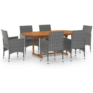 vidaXL 7-tlg Garten-Essgruppe Poly Rattan Grau Modell 5 vidaXL 7-tlg Garten-Essgruppe Poly Rattan Grau Modell 5