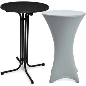 Beautissu Bellini Stehtisch Ø 70cm Schwarz mit Stella Stehtischhusse Ø 70cm Silber Beautissu Bellini Stehtisch Ø 70cm Schwarz mit Stella Stehtischhusse Ø 70cm Silber