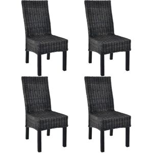 vidaXL Esszimmerstühle 4 Stk Schwarz Kubu Rattan und Mangoholz 275469 vidaXL Esszimmerstühle 4 Stk Schwarz Kubu Rattan und Mangoholz 275469