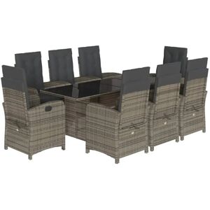 vidaXL 9-Tlg Garten-Essgruppe mit Kissen Grau Poly Rattan 3212258 vidaXL 9-Tlg Garten-Essgruppe mit Kissen Grau Poly Rattan 3212258