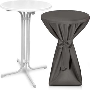 Beautissu Bellini Stehtisch Ø 80cm Weiß mit Premium Stehtischhusse Ø 80cm Anthrazit Beautissu Bellini Stehtisch Ø 80cm Weiß mit Premium Stehtischhusse Ø 80cm Anthrazit