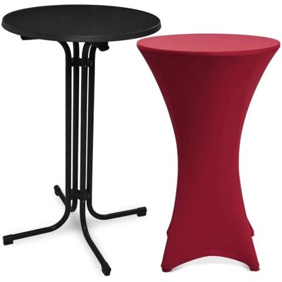 Beautissu Bellini Stehtisch ø 60cm Schwarz mit Stella Stehtischhusse ø 60cm Bordeaux Beautissu Bellini Stehtisch ø 60cm Schwarz mit Stella Stehtischhusse ø 60cm Bordeaux
